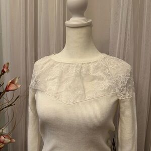 Express White Lace Detail Women's Sweater new never been used, has tags.
